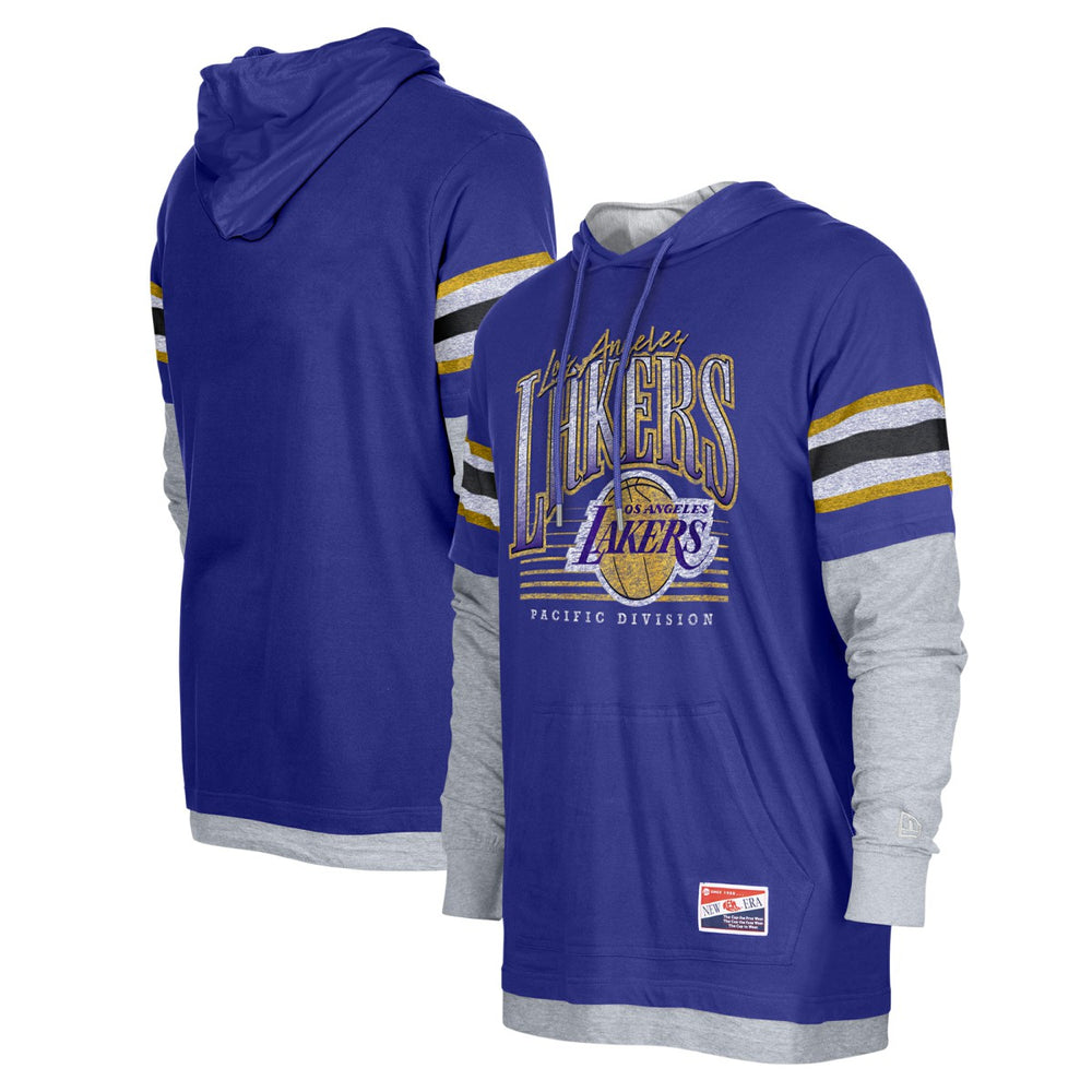 Los Angeles Lakers Layered Long Sleeve Hoodie T-Shirt - Purple on sale