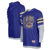 Los Angeles Lakers Layered Long Sleeve Hoodie T-Shirt - Purple on sale