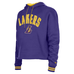 Los Angeles Lakers Women's Boxy Raw Edge Pullover Hoodie - Purple on sale