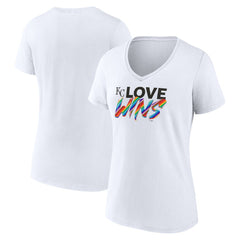 Kansas City Royals Women's Love Wins V-Neck T-Shirt White