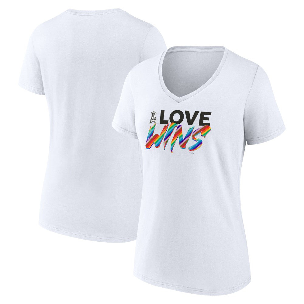 Los Angeles Angels Women's Love Wins V-Neck T-Shirt White