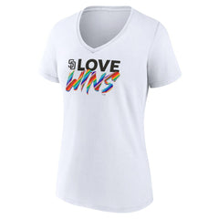 San Diego Padres Women's Love Wins V-Neck T-Shirt White