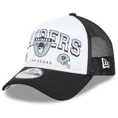 Las Vegas Raiders New Era Retro Wordmark A-Frame 9FORTY Adjustable Hat - White/Black cheap
