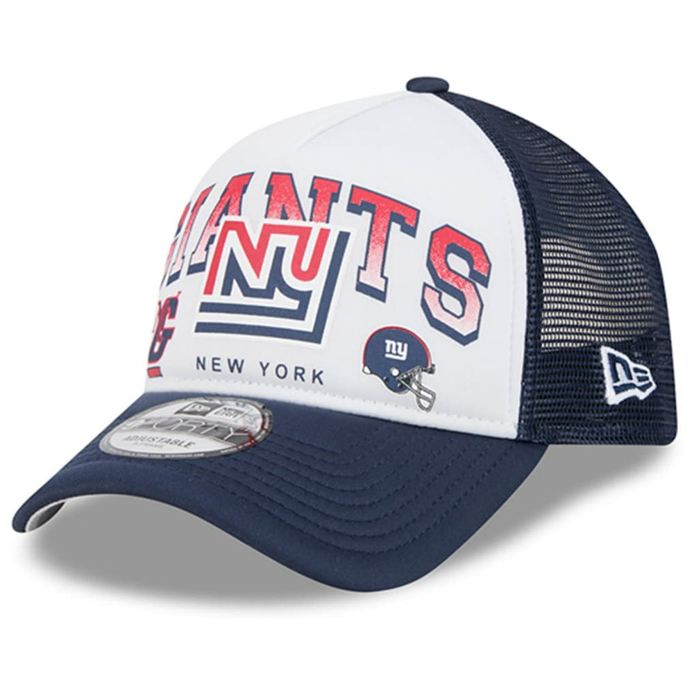 New York Giants New Era Retro Wordmark A-Frame 9FORTY Adjustable Hat - White/Royal for sale