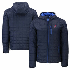 Cleveland Guardians Cutter & Buck Cooperstown Collection Rainier Primaloft Eco Full-Zip Hooded Jacket Navy