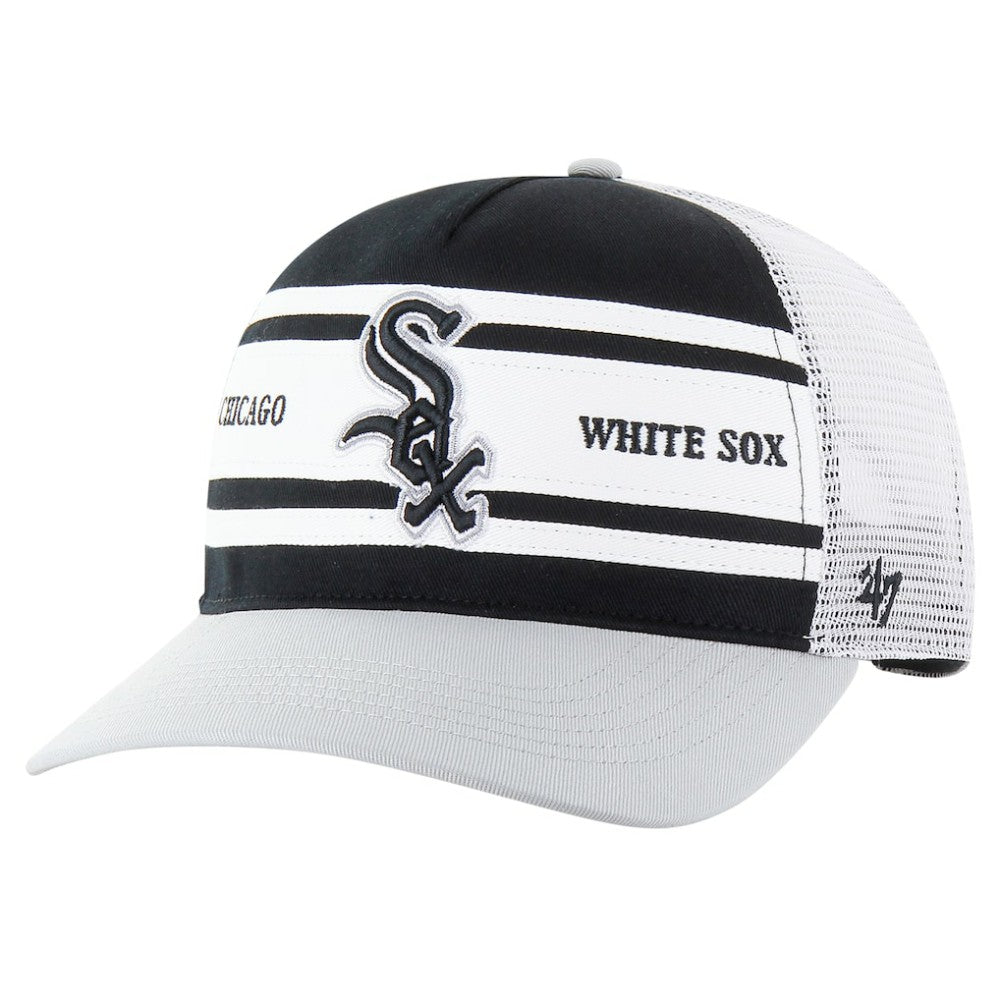 Chicago White Sox Gridiron Super Stripe Relaxed Trucker Hitch Adjustable Hat Black