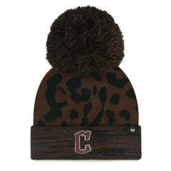 Cleveland Guardians Women's Rosette Cuffed Knit Hat with Pom Brown