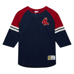 Boston Red Sox Cooperstown Collection Legendary Raglan Slub Henley 3/4-Sleeve T-Shirt Navy