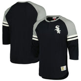 Chicago White Sox Cooperstown Collection Legendary Raglan Slub Henley 3/4-Sleeve T-Shirt Black