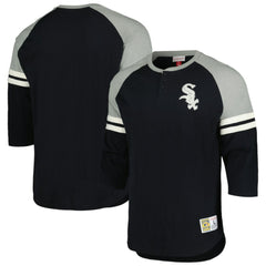 Chicago White Sox Cooperstown Collection Legendary Raglan Slub Henley 3/4-Sleeve T-Shirt Black