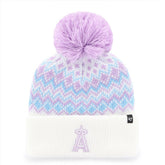 Los Angeles Angels Girls Youth Elsa Cuffed Knit Hat with Pom White