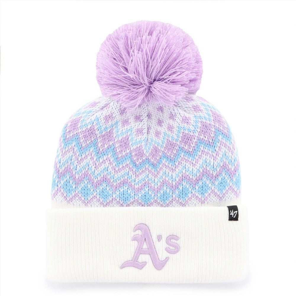 Athletics Girls Youth Elsa Cuffed Knit Hat with Pom White