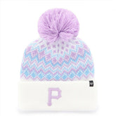 Pittsburgh Pirates Girls Youth Elsa Cuffed Knit Hat with Pom White