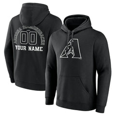 Arizona Diamondbacks Monochrome Personalized Name & Number Pullover Hoodie Black