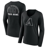 Arizona Diamondbacks Women's Monochrome Personalized Name & Number Long Sleeve V-Neck T-Shirt Black