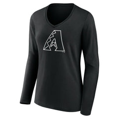 Arizona Diamondbacks Women's Monochrome Personalized Name & Number Long Sleeve V-Neck T-Shirt Black