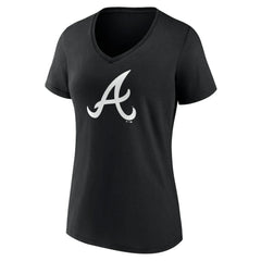 Atlanta Braves Women's Monochrome Personalized Name & Number V-Neck T-Shirt Black