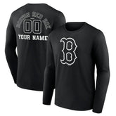 Boston Red Sox Monochrome Personalized Name & Number Long Sleeve T-Shirt Black