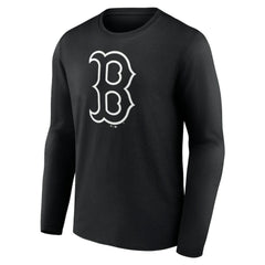 Boston Red Sox Monochrome Personalized Name & Number Long Sleeve T-Shirt Black