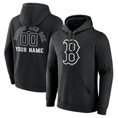 Boston Red Sox Monochrome Personalized Name & Number Pullover Hoodie Black