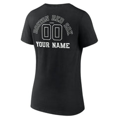 Boston Red Sox Women's Monochrome Personalized Name & Number V-Neck T-Shirt Black