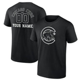 Chicago Cubs Monochrome Personalized Name & Number T-Shirt Black