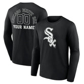 Chicago White Sox Monochrome Personalized Name & Number Long Sleeve T-Shirt Black
