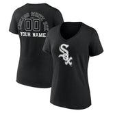 Chicago White Sox Women's Monochrome Personalized Name & Number V-Neck T-Shirt Black