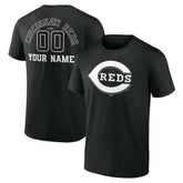 Cincinnati Reds Monochrome Personalized Name & Number T-Shirt Black