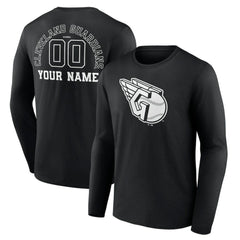 Cleveland Guardians Monochrome Personalized Name & Number Long Sleeve T-Shirt Black
