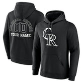 Colorado Rockies Monochrome Personalized Name & Number Pullover Hoodie Black