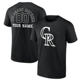 Colorado Rockies Monochrome Personalized Name & Number T-Shirt Black