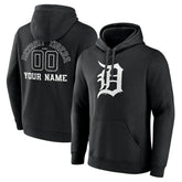 Detroit Tigers Monochrome Personalized Name & Number Pullover Hoodie Black