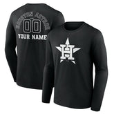 Houston Astros Monochrome Personalized Name & Number Long Sleeve T-Shirt Black