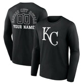 Kansas City Royals Monochrome Personalized Name & Number Long Sleeve T-Shirt Black