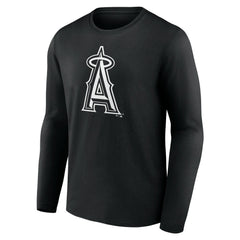 Los Angeles Angels Monochrome Personalized Name & Number Long Sleeve T-Shirt Black