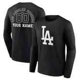 Los Angeles Dodgers Monochrome Personalized Name & Number Long Sleeve T-Shirt Black