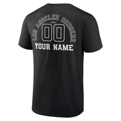Los Angeles Dodgers Monochrome Personalized Name & Number T-Shirt Black