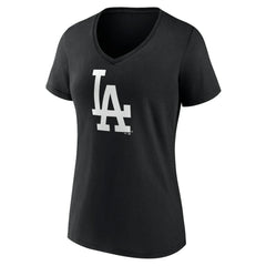 Los Angeles Dodgers Women's Monochrome Personalized Name & Number V-Neck T-Shirt Black