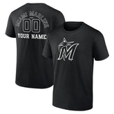 Miami Marlins Monochrome Personalized Name & Number T-Shirt Black