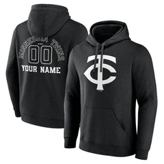 Minnesota Twins Monochrome Personalized Name & Number Pullover Hoodie Black
