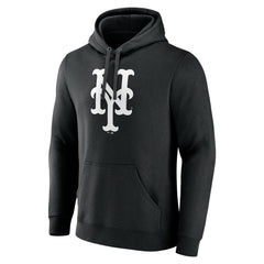 New York Mets Monochrome Personalized Name & Number Pullover Hoodie Black