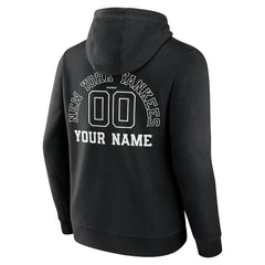 New York Yankees Monochrome Personalized Name & Number Pullover Hoodie Black