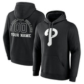 Philadelphia Phillies Monochrome Personalized Name & Number Pullover Hoodie Black