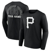 Pittsburgh Pirates Monochrome Personalized Name & Number Long Sleeve T-Shirt Black
