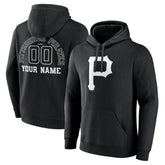 Pittsburgh Pirates Monochrome Personalized Name & Number Pullover Hoodie Black