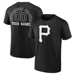 Pittsburgh Pirates Monochrome Personalized Name & Number T-Shirt Black