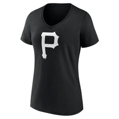 Pittsburgh Pirates Women's Monochrome Personalized Name & Number V-Neck T-Shirt Black