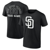 San Diego Padres Monochrome Personalized Name & Number T-Shirt Black