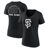San Francisco Giants Women's Monochrome Personalized Name & Number V-Neck T-Shirt Black